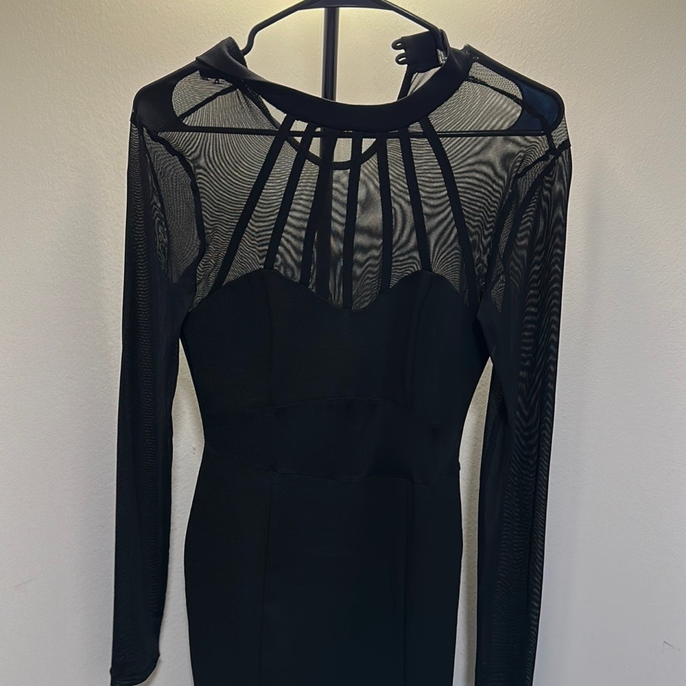 See through top black dress